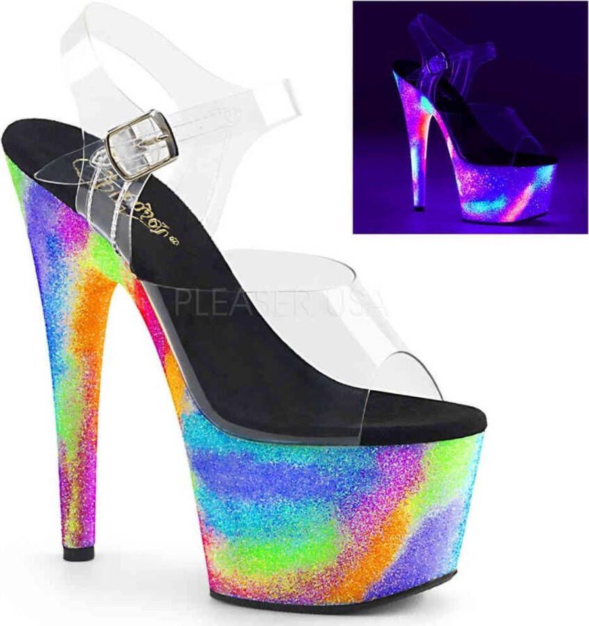 Pleaser Sandaal met enkelband Paaldans schoenen 36 Shoes ADORE 708GXY Paaldans schoenen Multicolours Transparant