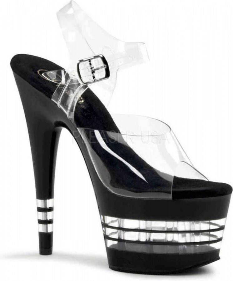 pleaser Sandaal met enkelband Paaldans schoenen 42 Shoes ADORE 708LN Paaldans schoenen Zwart Transparant