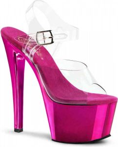 Pleaser Sandaal met enkelband Paaldans schoenen 42 Shoes SKY 308 Paaldans schoenen Roze Transparant