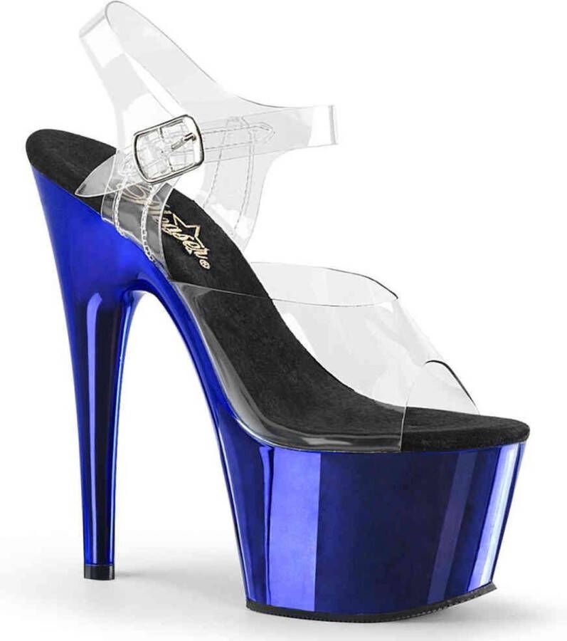 Pleaser ADORE-708 Sandaal met enkelband Paaldans schoenen Paaldans schoenen 44 Shoes Blauw Transparant