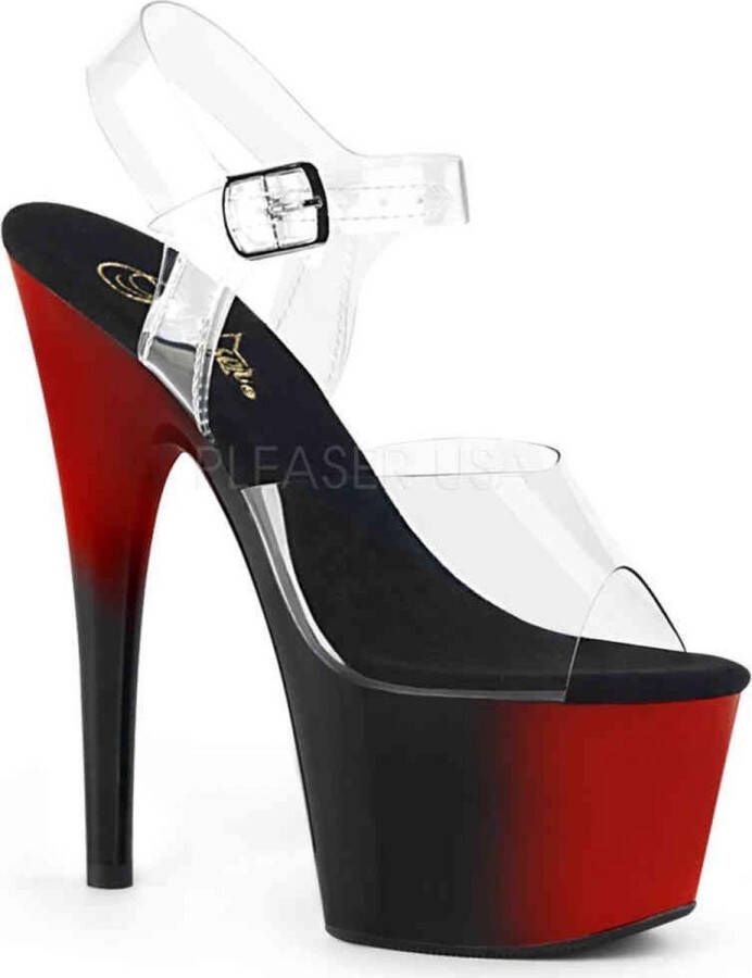 Pleaser Sandaal met enkelband Paaldans schoenen 35 Shoes ADORE 708BR Paaldans schoenen Zwart Rood - Foto 1