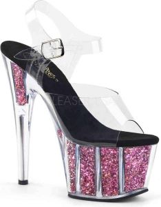 Pleaser Sandaal met enkelband Paaldans schoenen ADORE-708CG Paaldans schoenen Zwart Roze