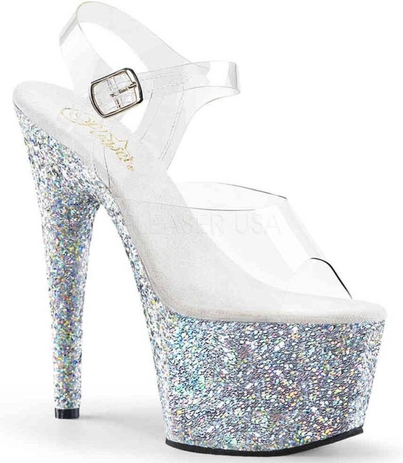 Pleaser Sandaal met enkelband Paaldans schoenen 39 Shoes ADORE 708LG Paaldans schoenen Zilverkleurig Transparant - Foto 1