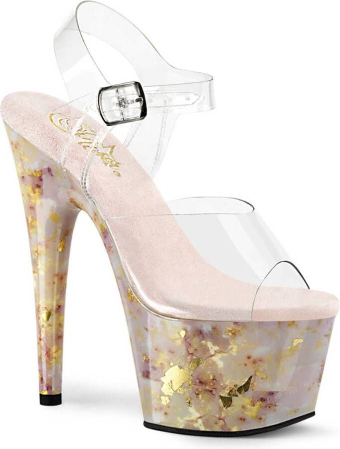 Pleaser Sandaal met enkelband Paaldans schoenen 38 Shoes ADORE 708MB Transparant Goudkleurig