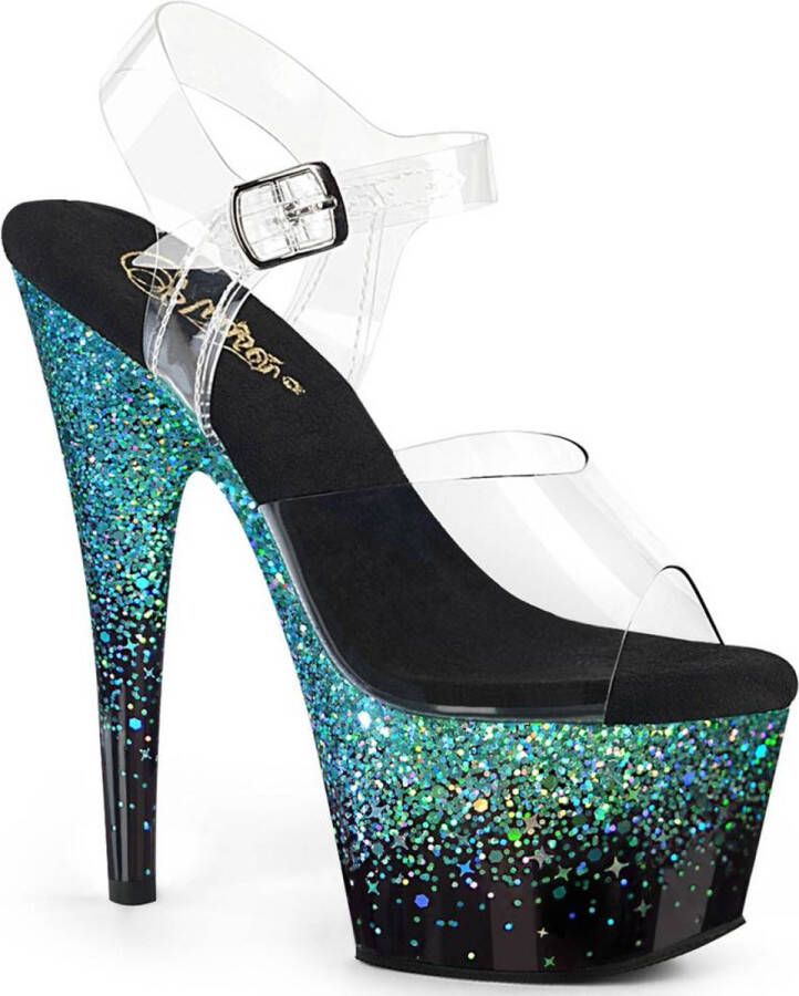 Pleaser Sandaal met enkelband Paaldans schoenen 41 Shoes ADORE 708SS Turquoise Zwart