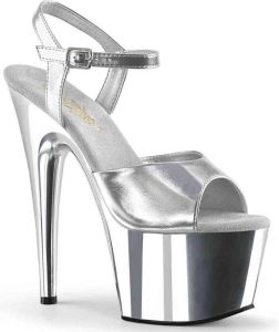 Pleaser Sandaal met enkelband Paaldans schoenen ADORE-709 Paaldans schoenen Zilverkleurig