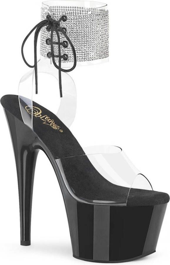 Pleaser Sandaal met enkelband Paaldans schoenen 36 Shoes ADORE 791 2RS Paaldans schoenen Zilverkleurig Zwart