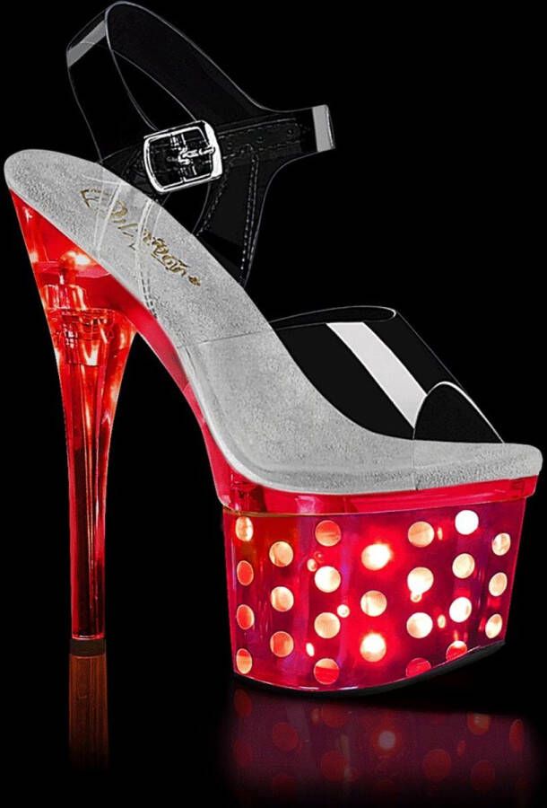 Pleaser shoes Pleaser DISCOLITE-708DOTS Sandaal met enkelband Paaldans schoenen 37 Shoes Transparant