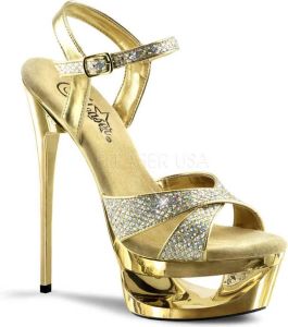 Pleaser Sandaal met enkelband Paaldans schoenen ECLIPSE-619G Paaldans schoenen Goudkleurig