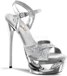 Pleaser Sandaal met enkelband Paaldans schoenen ECLIPSE-619G Paaldans schoenen Zilverkleurig