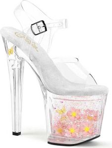 Pleaser Sandaal met enkelband Paaldans schoenen ENCHANT-708AQUA-01 Transparant Roze