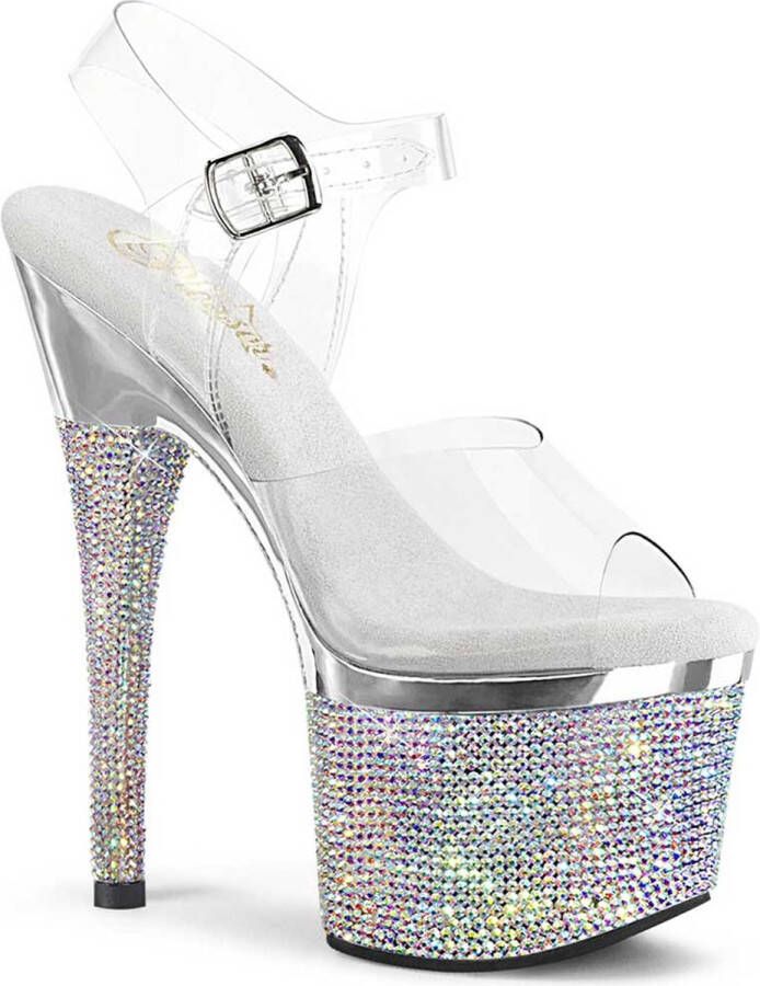 Pleaser shoes Pleaser ESTEEM-708DM Sandaal met enkelband Paaldans schoenen 36 Shoes Transparant Zilverkleurig