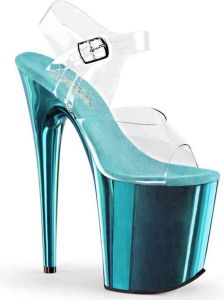 Pleaser Sandaal met enkelband Paaldans schoenen FLAMINGO-808 Paaldans schoenen Blauw Transparant