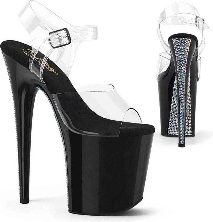 Pleaser Sandaal met enkelband Paaldans schoenen 38 Shoes FLAMINGO 808CRS 2 Transparant Zwart - Foto 1
