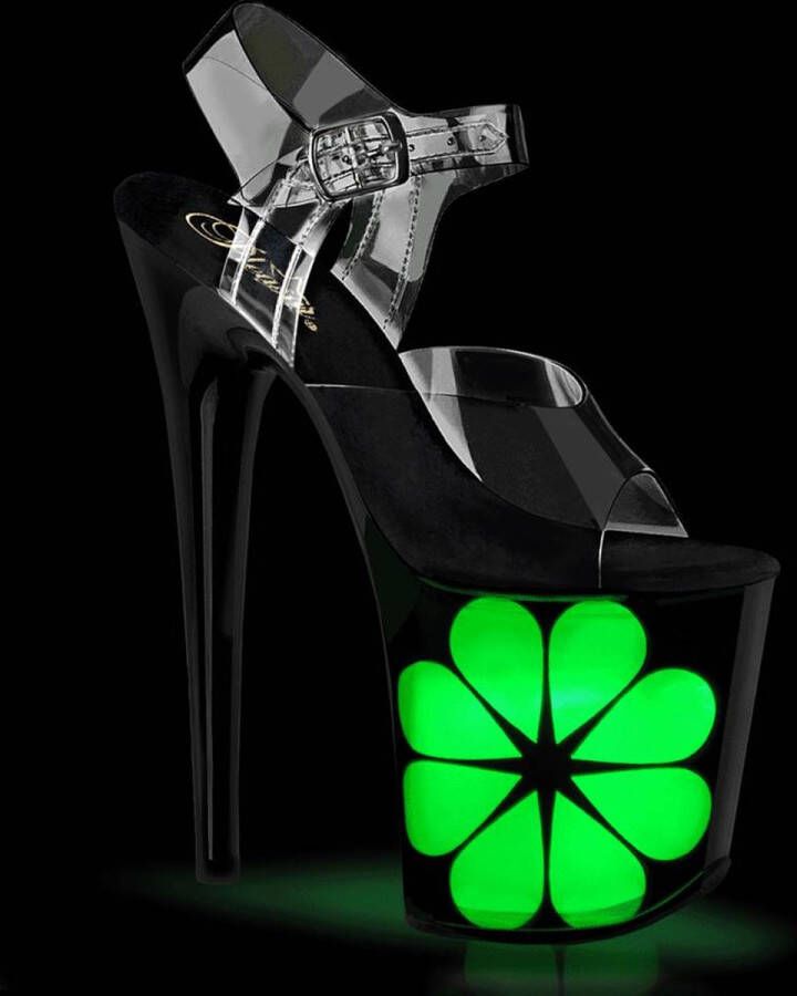 pleaser Sandaal met enkelband Paaldans schoenen FLAMINGO-808NLHS Zwart Transparant