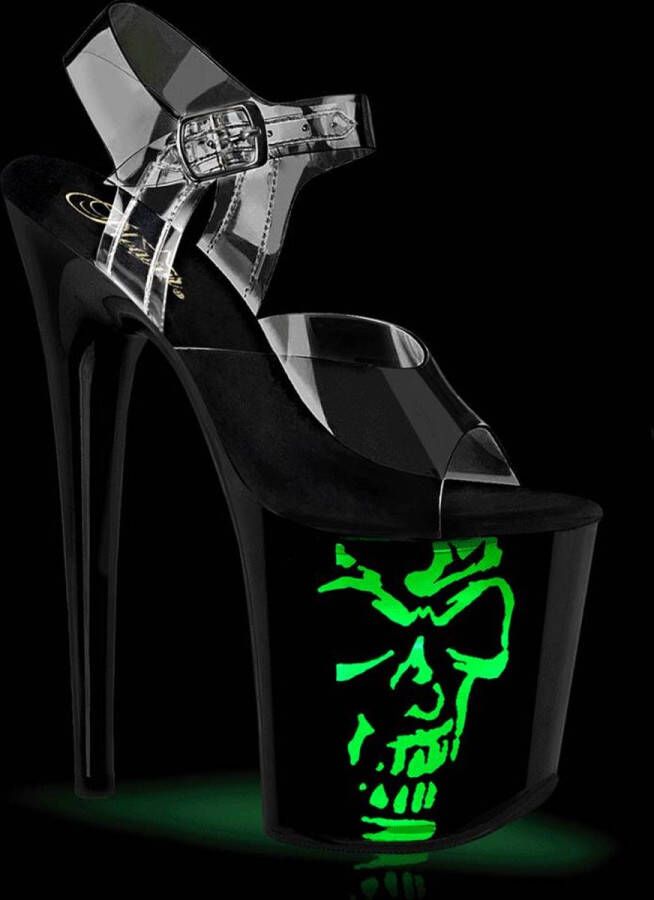 Pleaser FLAMINGO-808NLSK Sandaal met enkelband Paaldans schoenen 41 Shoes Zwart Transparant