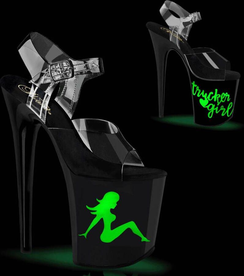 Pleaser Sandaal met enkelband Paaldans schoenen 37 Shoes FLAMINGO 808NLTG Zwart Transparant