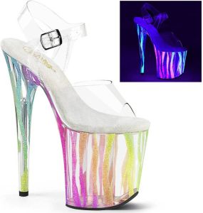 Pleaser Sandaal met enkelband Paaldans schoenen FLAMINGO-808RG-03 Regenboog Transparant