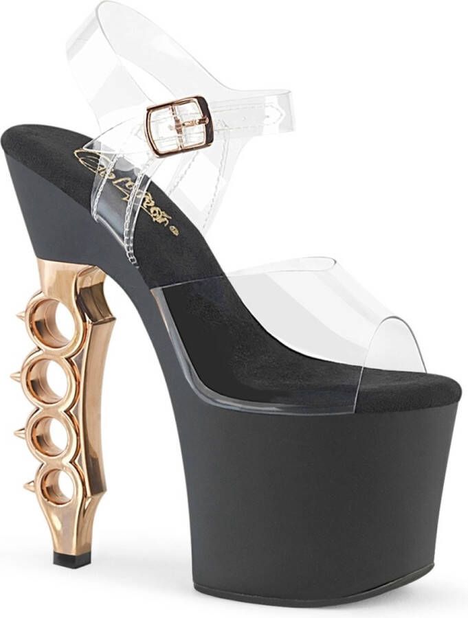 Pleaser IRONGRIP-708 Sandaal met enkelband Paaldans schoenen Paaldans schoenen 40 shoes Zwart Goudkleurig