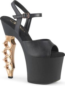 Pleaser Sandaal met enkelband Paaldans schoenen IRONGRIP-709 Zwart Champagne