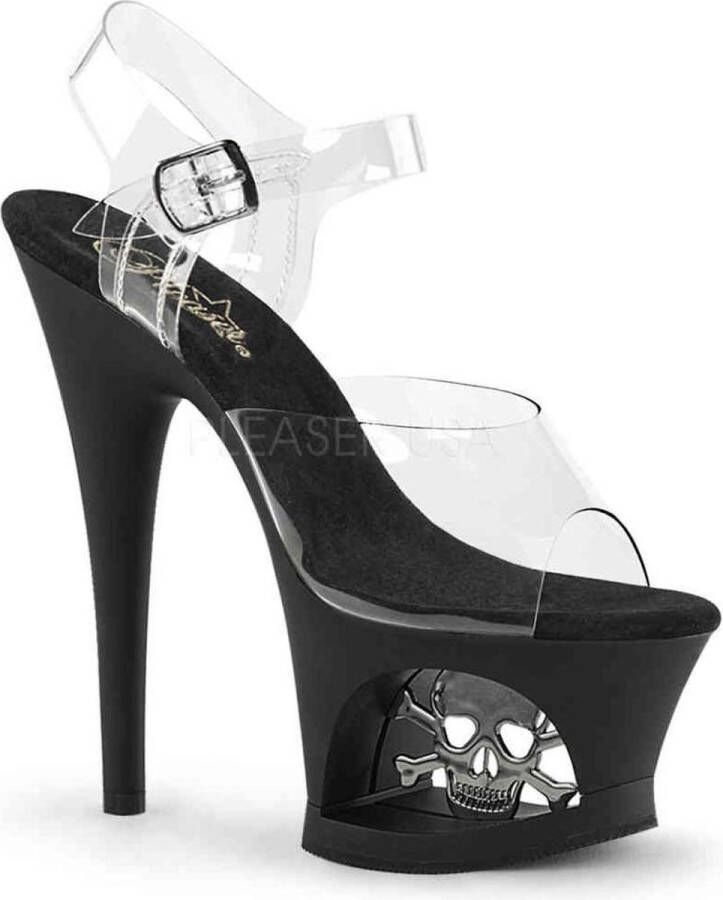 Pleaser Sandaal met enkelband Paaldans schoenen 35 Shoes MOON 708SK Paaldans schoenen Zwart Transparant