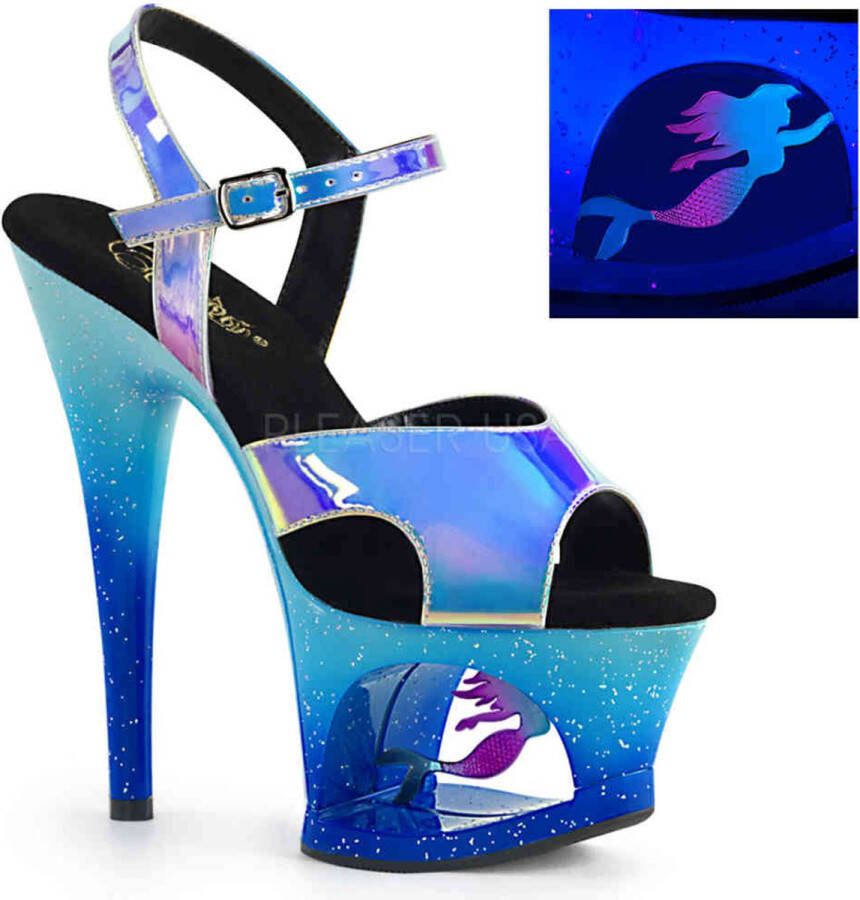 pleaser Sandaal met enkelband Paaldans schoenen MOON-711MER Paaldans schoenen Blauw