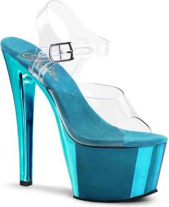 Pleaser Sandaal met enkelband Paaldans schoenen SKY-308 Paaldans schoenen Blauw Transparant