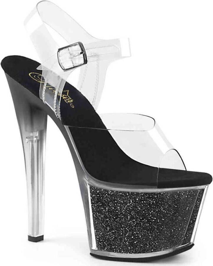 Pleaser SKY-308G Sandaal met enkelband Paaldans schoenen Paaldans schoenen 37 Shoes Zwart Transparant