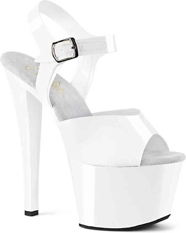 Pleaser Sandaal met enkelband Paaldans schoenen 37 Shoes SKY 308GF Paaldans schoenen Zilverkleurig Transparant