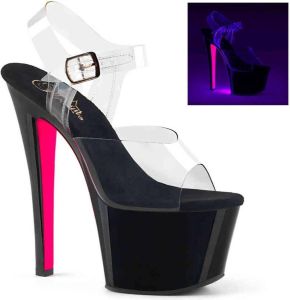 Pleaser Sandaal met enkelband Paaldans schoenen 42 Shoes SKY 308TT Paaldans schoenen Zwart Roze