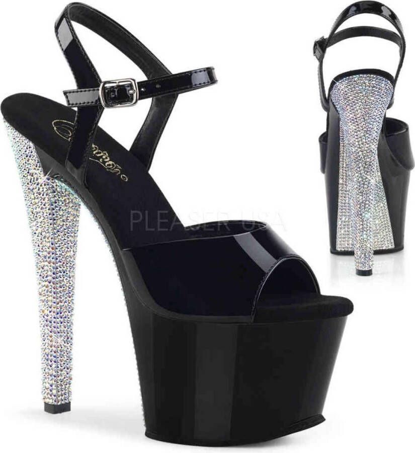 Pleaser Sandaal met enkelband Paaldans schoenen 39 Shoes SKY 309CHRS Paaldans schoenen Zwart Zilverkleurig - Foto 2