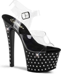Pleaser Sandaal met enkelband Paaldans schoenen STARDUST-708 Paaldans schoenen Zwart
