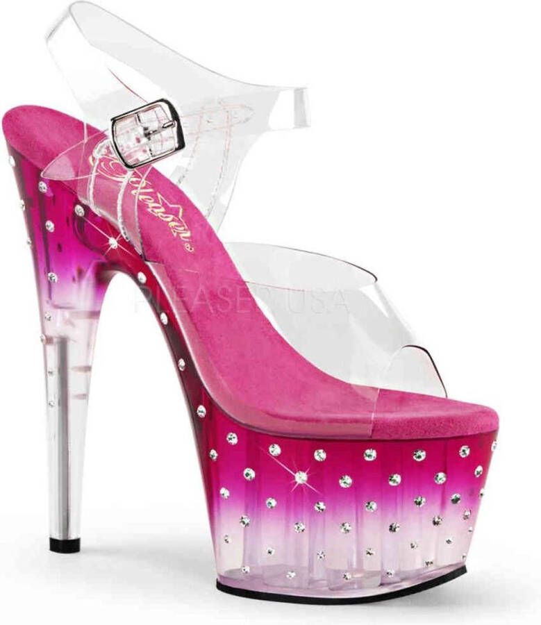 Pleaser Sandaal met enkelband Paaldans schoenen 35 Shoes STARDUST 708T Paaldans schoenen Roze Transparant