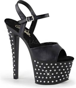 Pleaser Sandaal met enkelband Paaldans schoenen Stardust-709 Paaldans schoenen Zwart