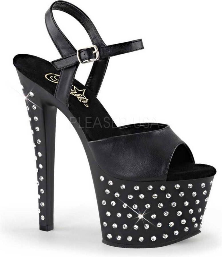 Pleaser Sandaal met enkelband Paaldans schoenen 40 Shoes Stardust 709 Paaldans schoenen Zwart