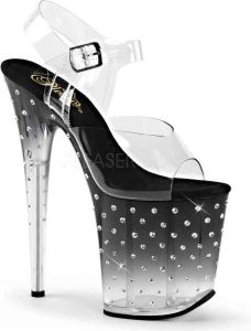 Pleaser Sandaal met enkelband Paaldans schoenen STARDUST-808T Paaldans schoenen Zwart Wit