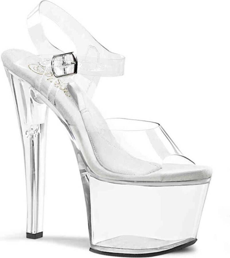 Pleaser TREASURE-708 Sandaal met enkelband Paaldans schoenen Paaldans schoenen 35 Shoes Transparant Zilverkleurig