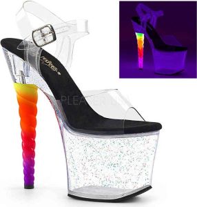 Pleaser Sandaal met enkelband Paaldans schoenen 37 Shoes UNICORN 708MG Paaldans schoenen Multicolours Transparant