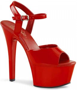 Pleaser shoes Aspire-609 stiletto pumps hoge hakken sandal with ankle strap red patent = ) Pleaser
