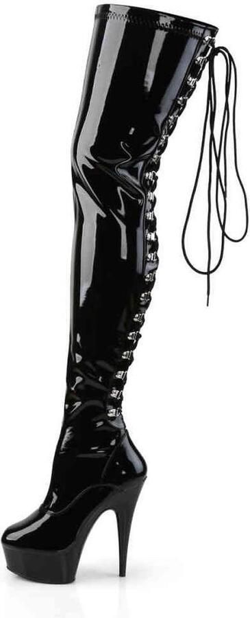 Pleaser shoes Pleaser DELIGHT-3063 Plateau overknee Laarzen 42 Shoes Zwart - Foto 3