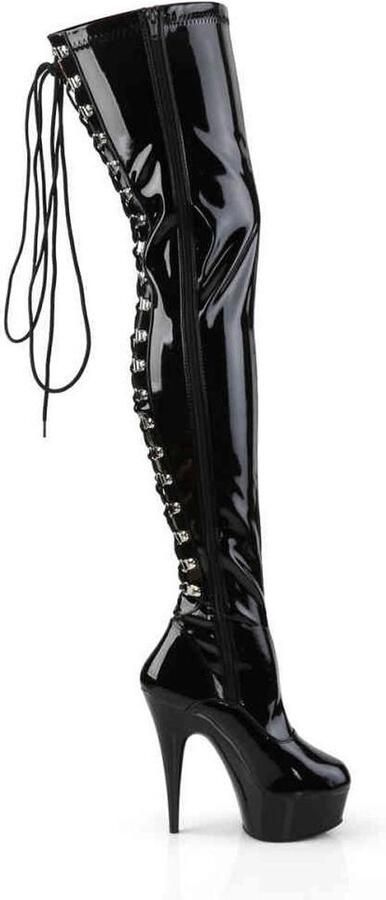 Pleaser shoes Pleaser DELIGHT-3063 Plateau overknee Laarzen 45 Shoes Zwart