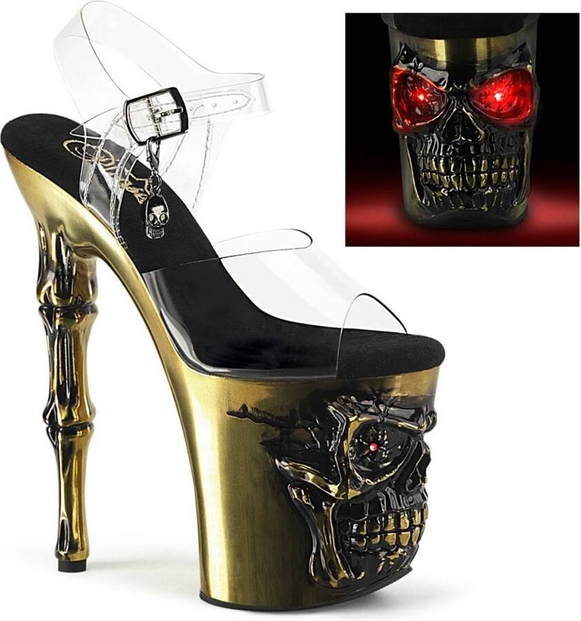 Pleaser shoes Pleaser RAPTURE-808-LT Sandaal met enkelband Paaldans schoenen 38 Shoes Transparant Goudkleurig