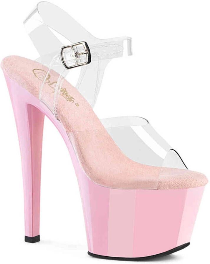 Pleaser SKY-308 Sandaal met enkelband 37 Shoes Transparant Roze
