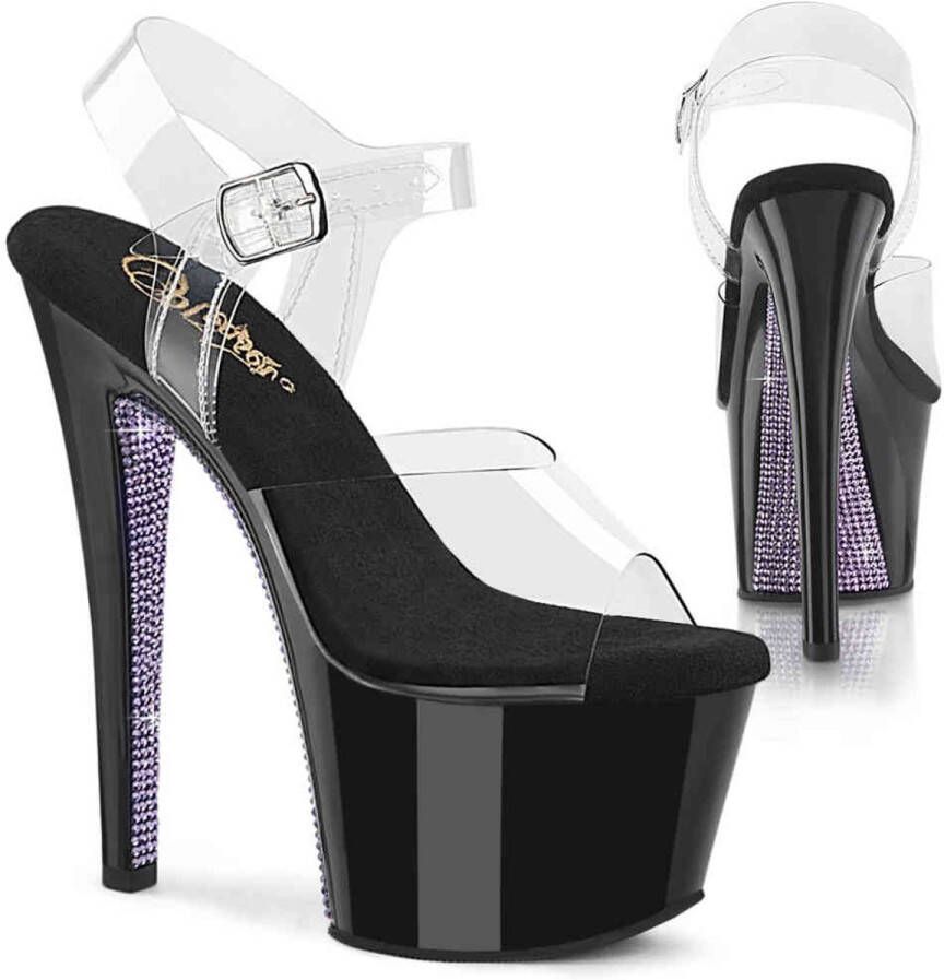 Pleaser SKY-308CRS Sandaal met enkelband 35 Shoes Transparant Paars