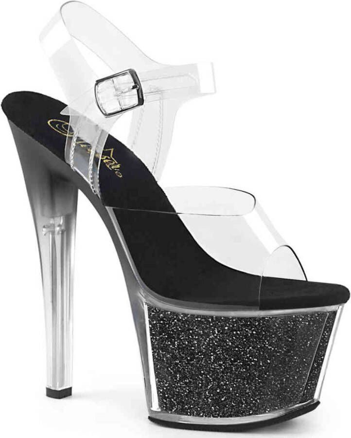 Pleaser SKY-308G Sandaal met enkelband Paaldans schoenen Paaldans schoenen 41 Shoes Zwart Transparant