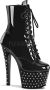 Pleaser = STARDUST-1020-7 Heel 2 3 4 RS Studded PF Lace-Up Ankle Boot Side Zip - Thumbnail 1