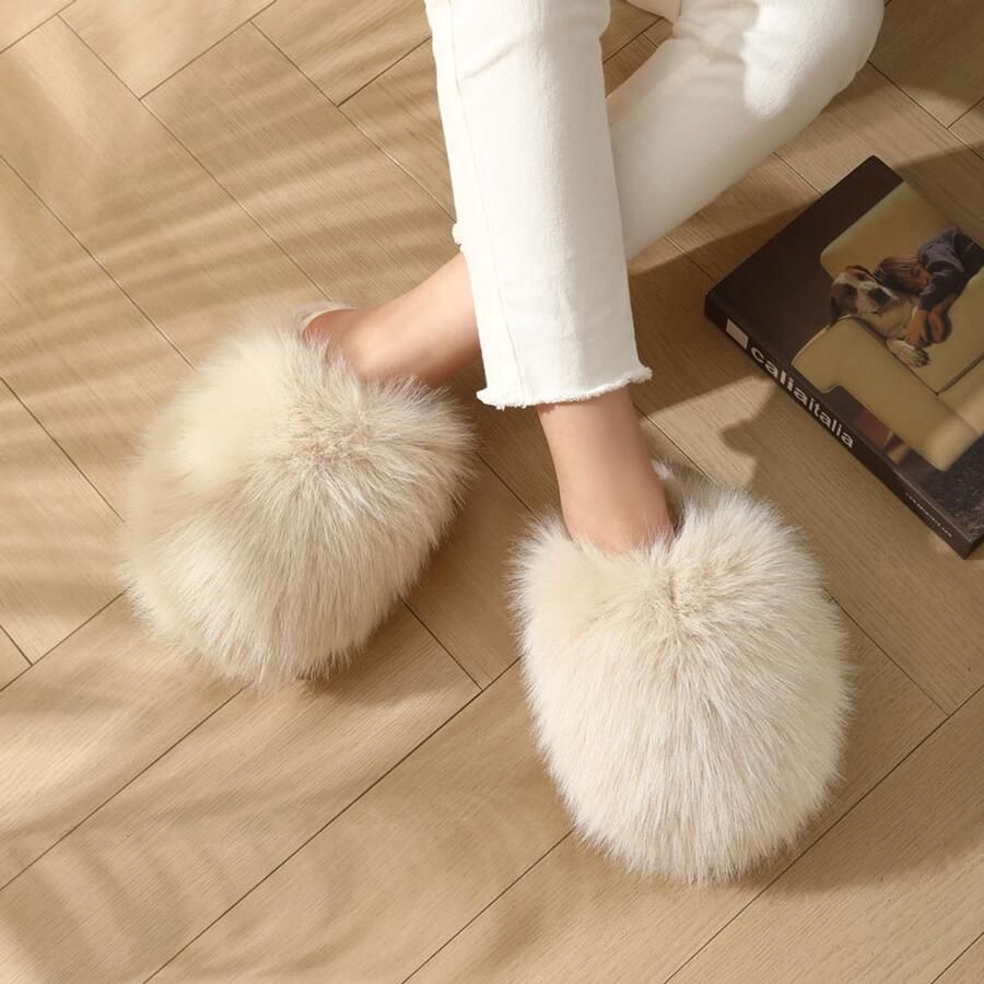 Pluche pantoffels voor dames warme winterhuisschoenen met dichte ne ?? model met open hiel comfortabel schoeisel voor binnenshuis kaki ??39