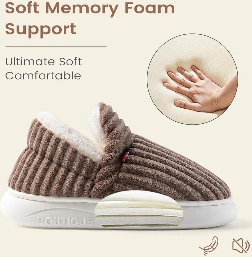 Pluizige Pantoffels Koffiekl EU Pluche Warme Winterpantoffels Voor en