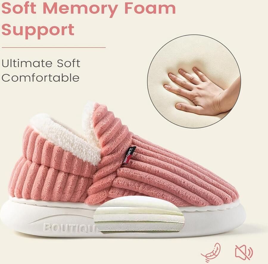 Pluizige Pantoffels Roze 40 41 EU Pluche Warme Winterpantoffels Voor en