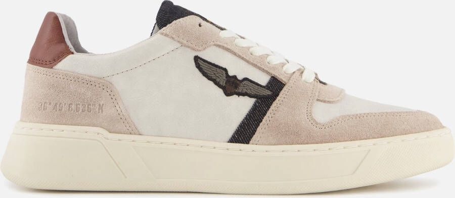 PME Legend Stijlvolle witte leren sneakers voor heren Beige